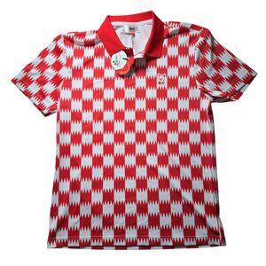 WAAC Golf Checked Polo Shirt Mens Size 1 Small in Red & White New With Tags!
